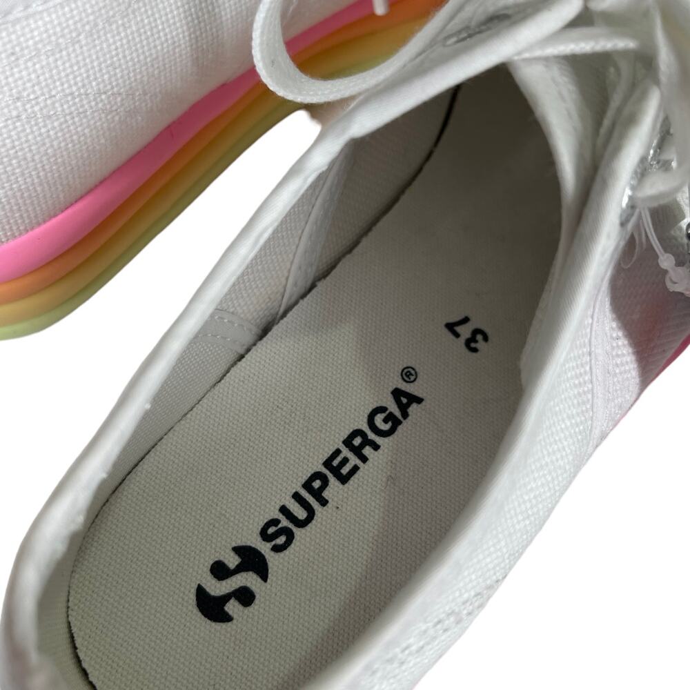 Superga 2790 Candy Sneaker 6.5 Hot Pink Multi White Platform Low Top Revolve New - Picture 6 of 7